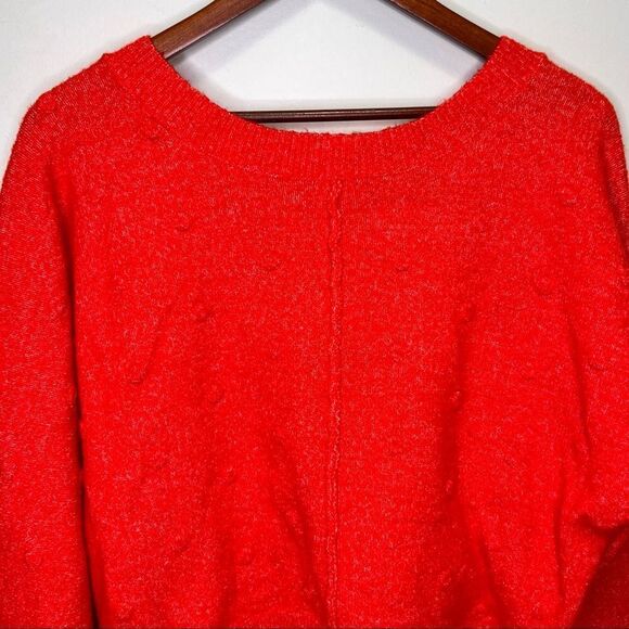 Wearing Your Heart on Your Sleeve Red Alpaca Blend Bobble Sweater Size Medium - Picture 7 of 10